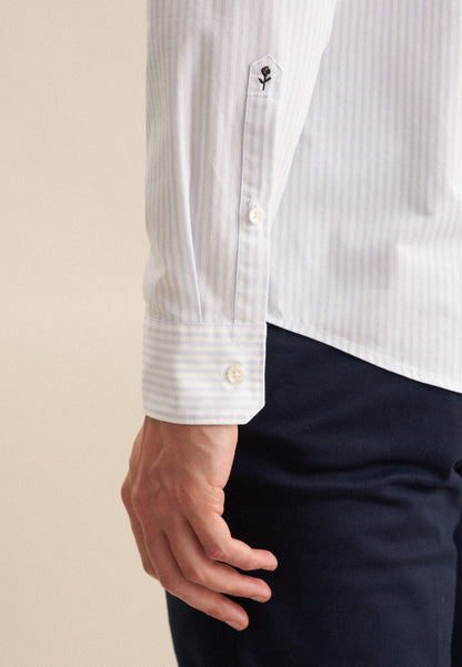 Seidensticker Sky Wrinkle-Free Cotton Stripe Regular Fit Shirt — Classic Business Dress Shirt