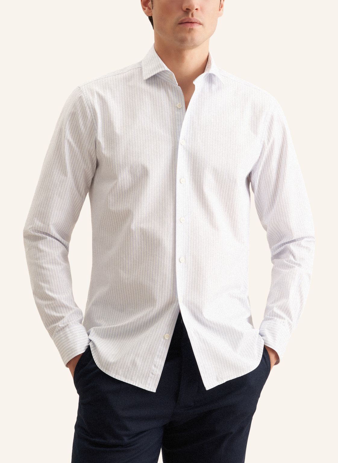 Seidensticker Sky Wrinkle-Free Cotton Stripe Regular Fit Shirt — Classic Business Dress Shirt