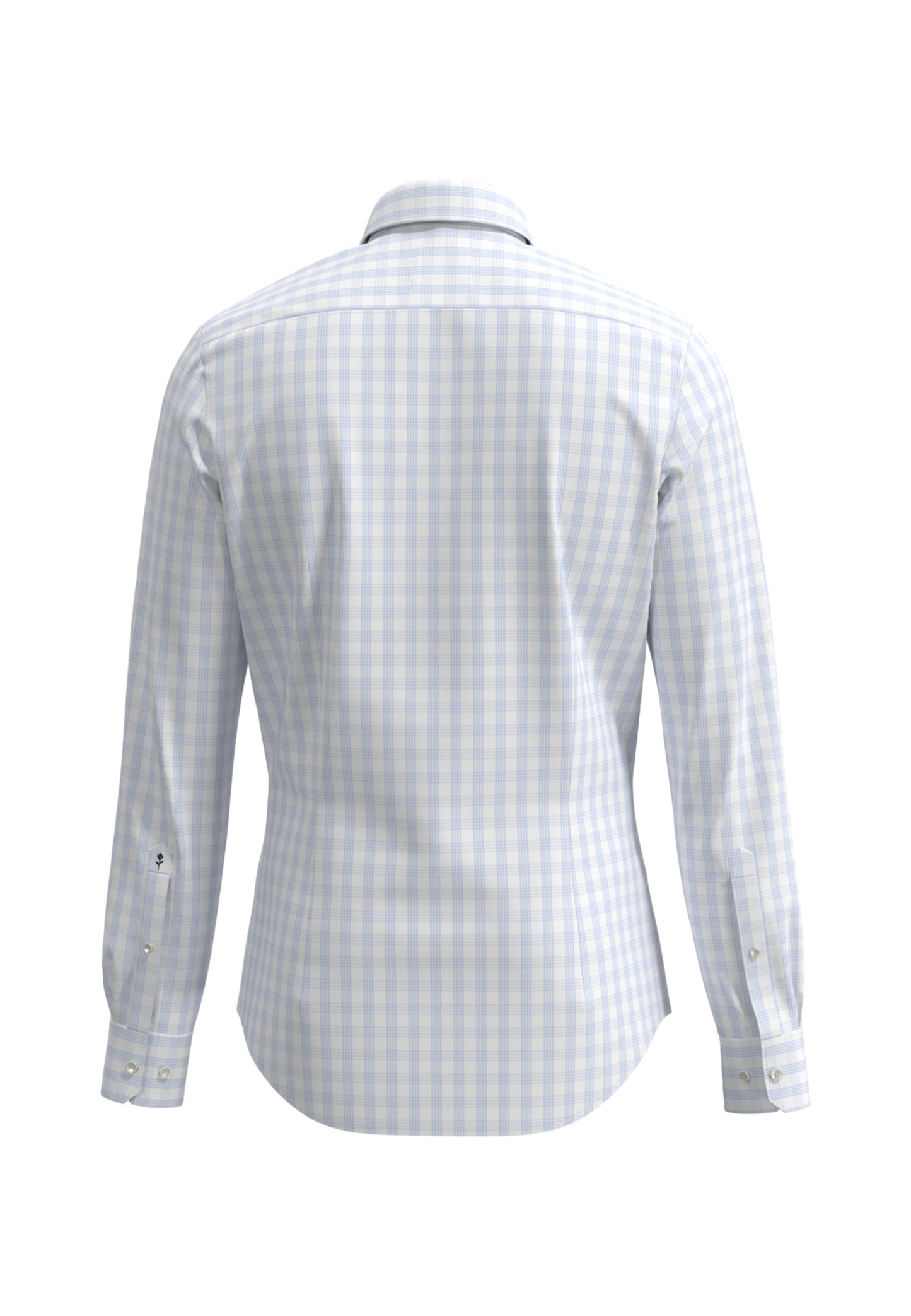 Seidensticker Sky Wrinkle-Free Cotton Check Twill Slim Fit Shirt — Classic Business Dress Shirt