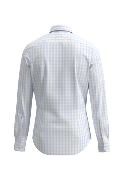 Seidensticker Sky Wrinkle-Free Cotton Check Twill Slim Fit Shirt — Classic Business Dress Shirt