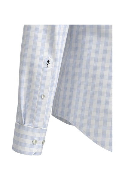 Seidensticker Sky Wrinkle-Free Cotton Check Twill Slim Fit Shirt — Classic Business Dress Shirt