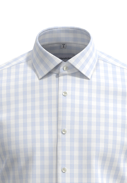 Seidensticker Sky Wrinkle-Free Cotton Check Twill Slim Fit Shirt — Classic Business Dress Shirt