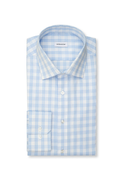 Seidensticker Sky Wrinkle-Free Cotton Check Twill Slim Fit Shirt — Classic Business Dress Shirt