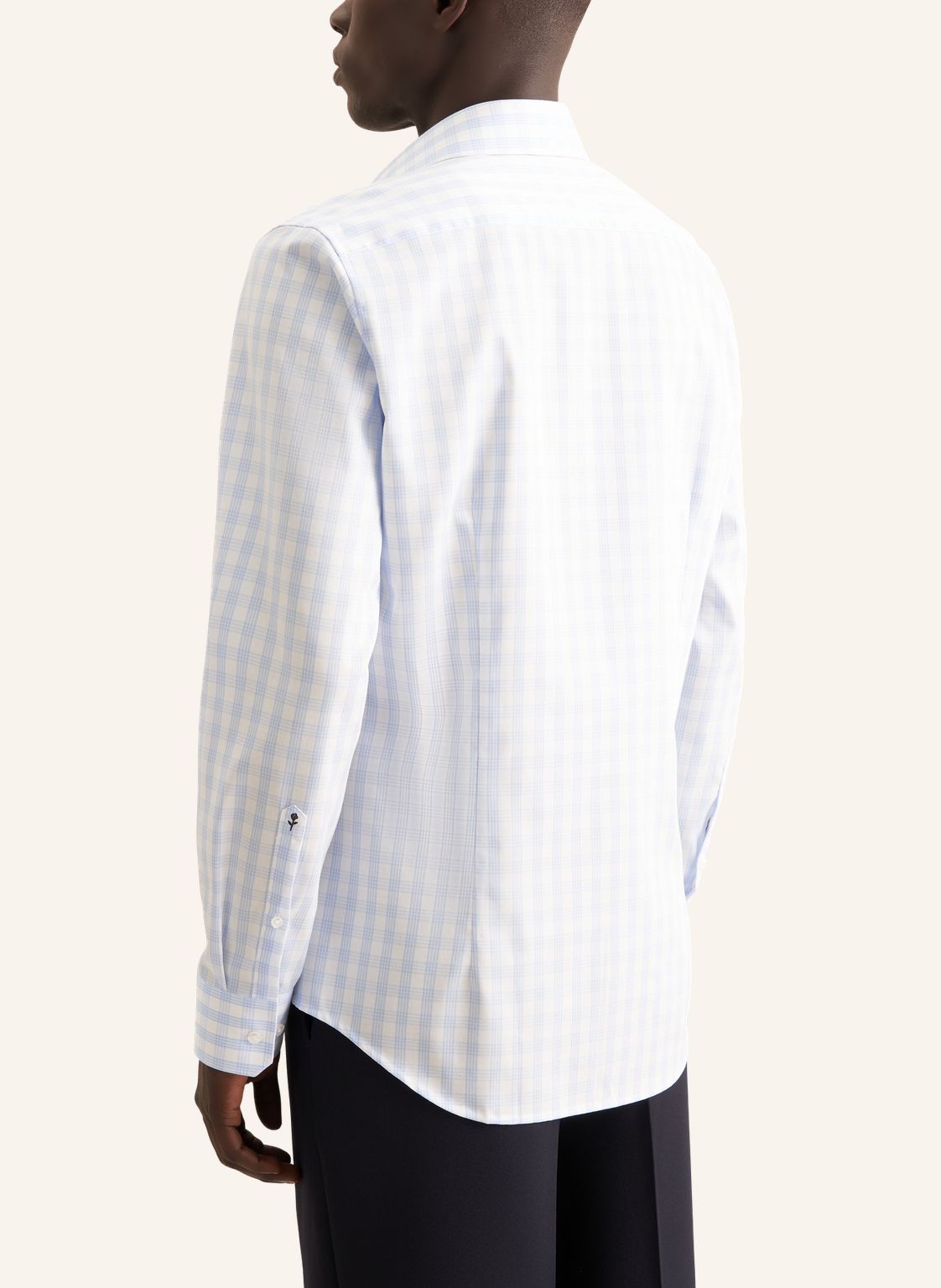 Seidensticker Sky Wrinkle-Free Cotton Check Twill Slim Fit Shirt — Classic Business Dress Shirt