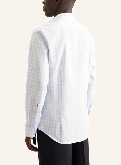 Seidensticker Sky Wrinkle-Free Cotton Check Twill Slim Fit Shirt — Classic Business Dress Shirt