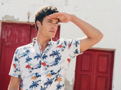 The Surf Car Tropical Print Shirt | Made in Spain Short Sleeve Slim Fit Cotton