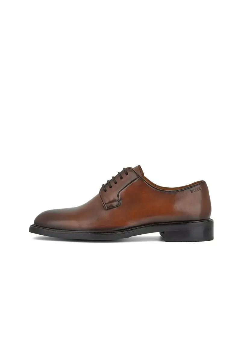 brown dress shoe on white ebackground