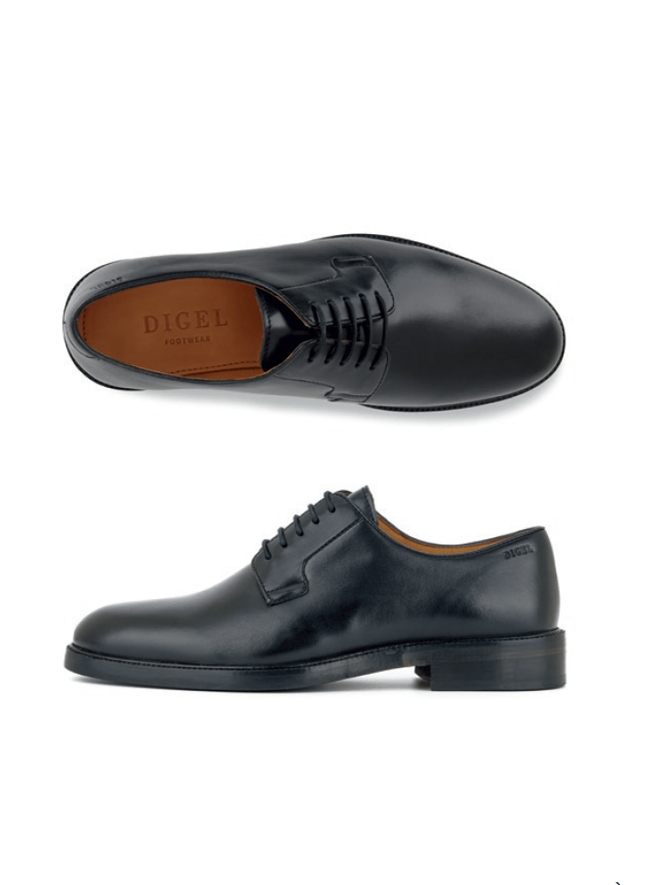 black dress shoe on white background