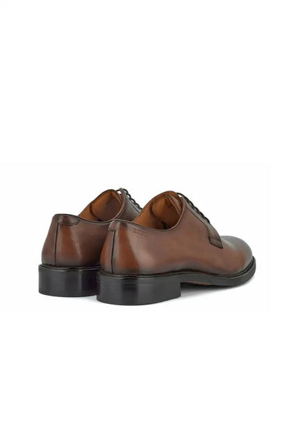 rear image brown dress shoe on white ebackground