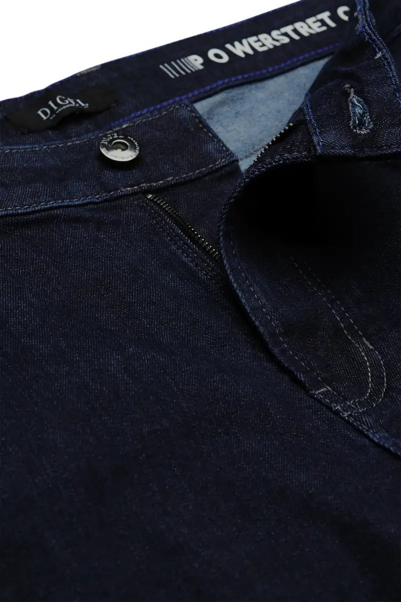 dark blue jeanszipper close up  on a white background