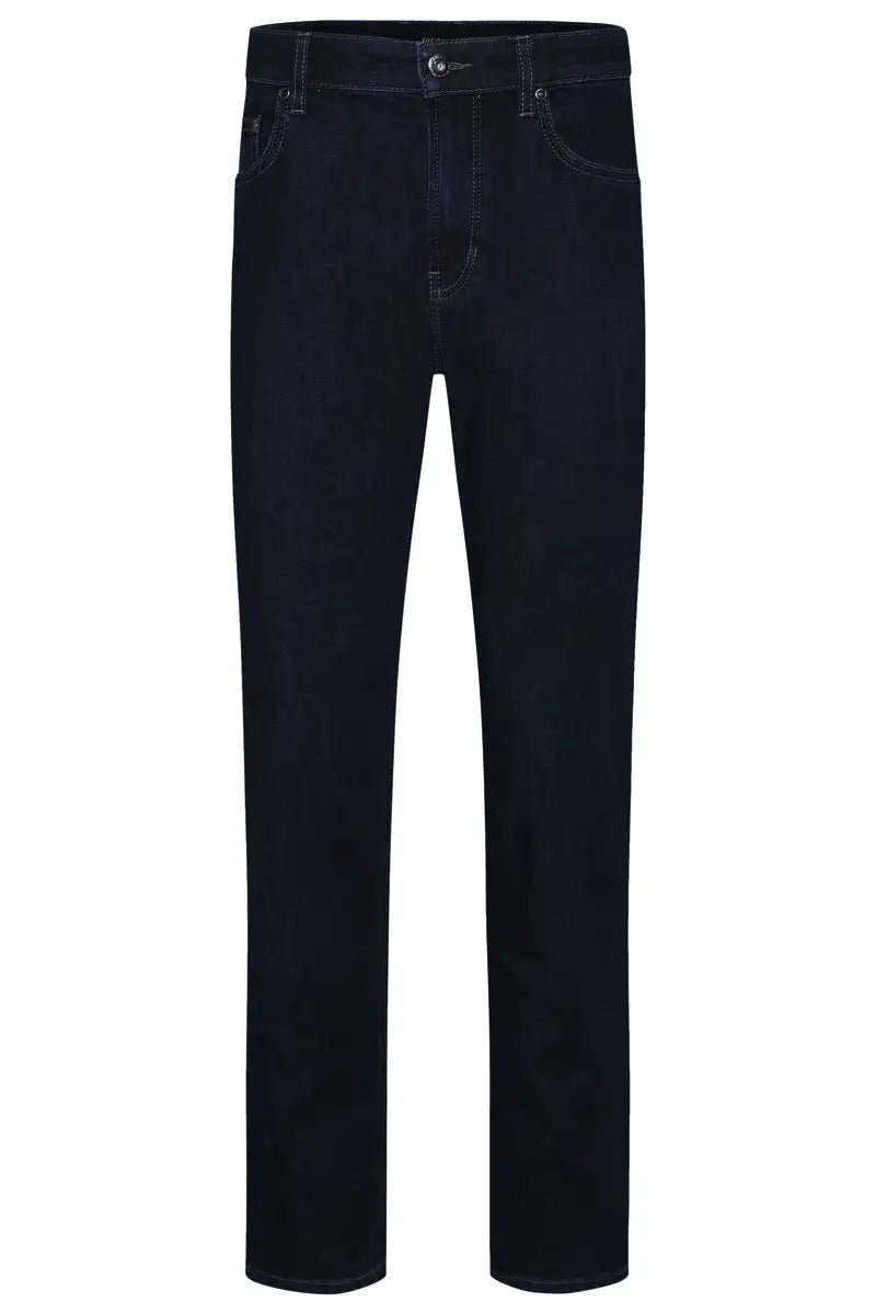 dark blue jeans on a white background