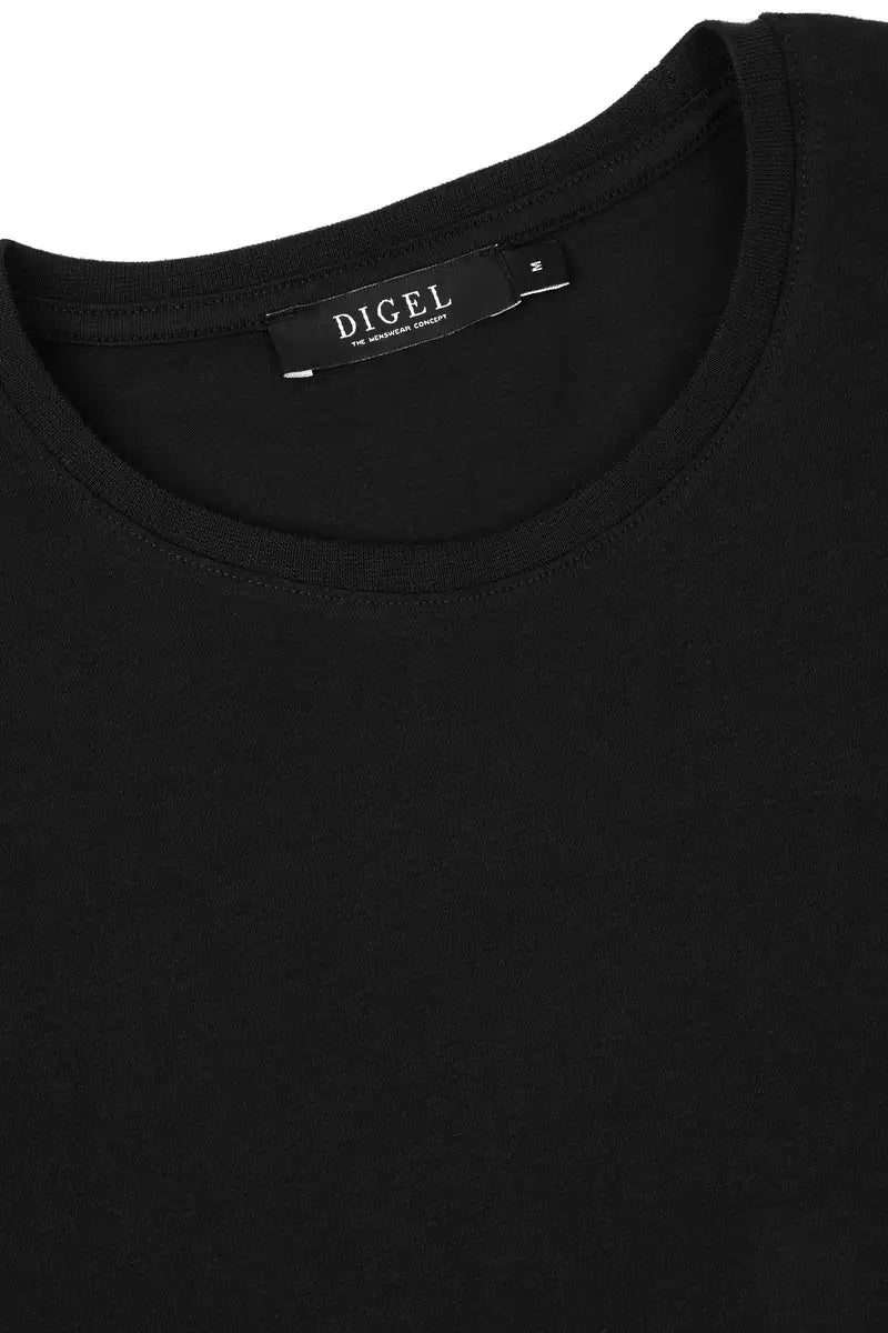 neck close up black tshirt on white background