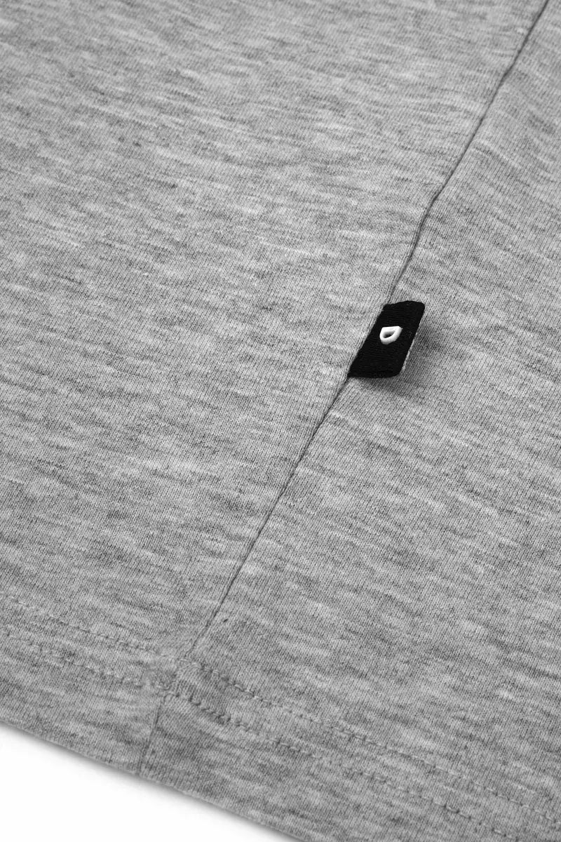 side detail grey tshirt on white background