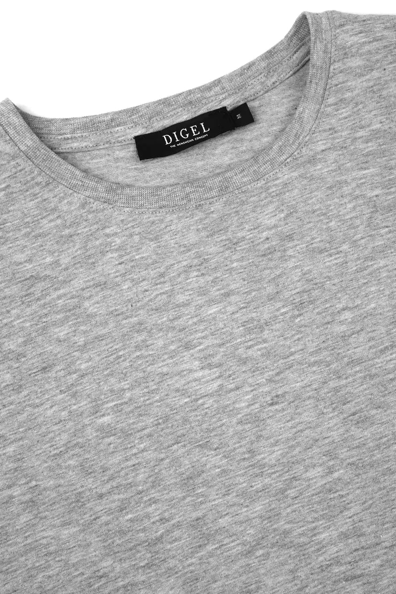 neck close up grey tshirt on white background