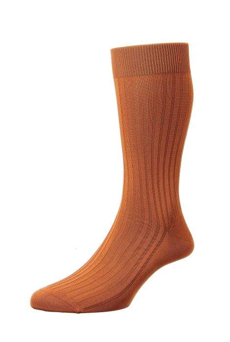 Brown knee-high sock on a white background