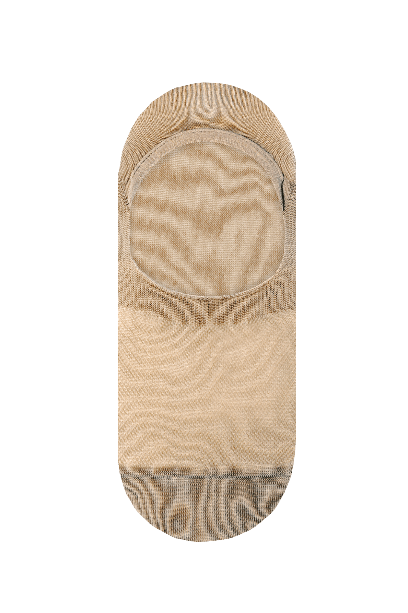 Beige no-show sock on a transparent background