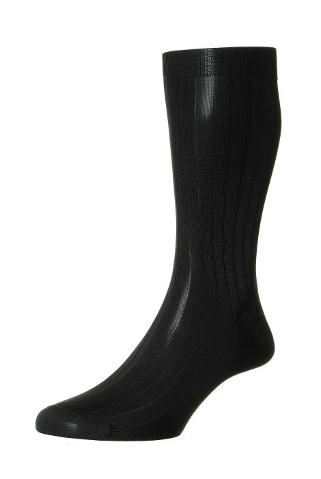 Pantherella Silk Sock Black - Mens Den