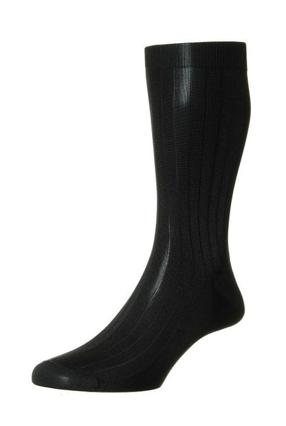 Pantherella Silk Sock Black - Mens Den