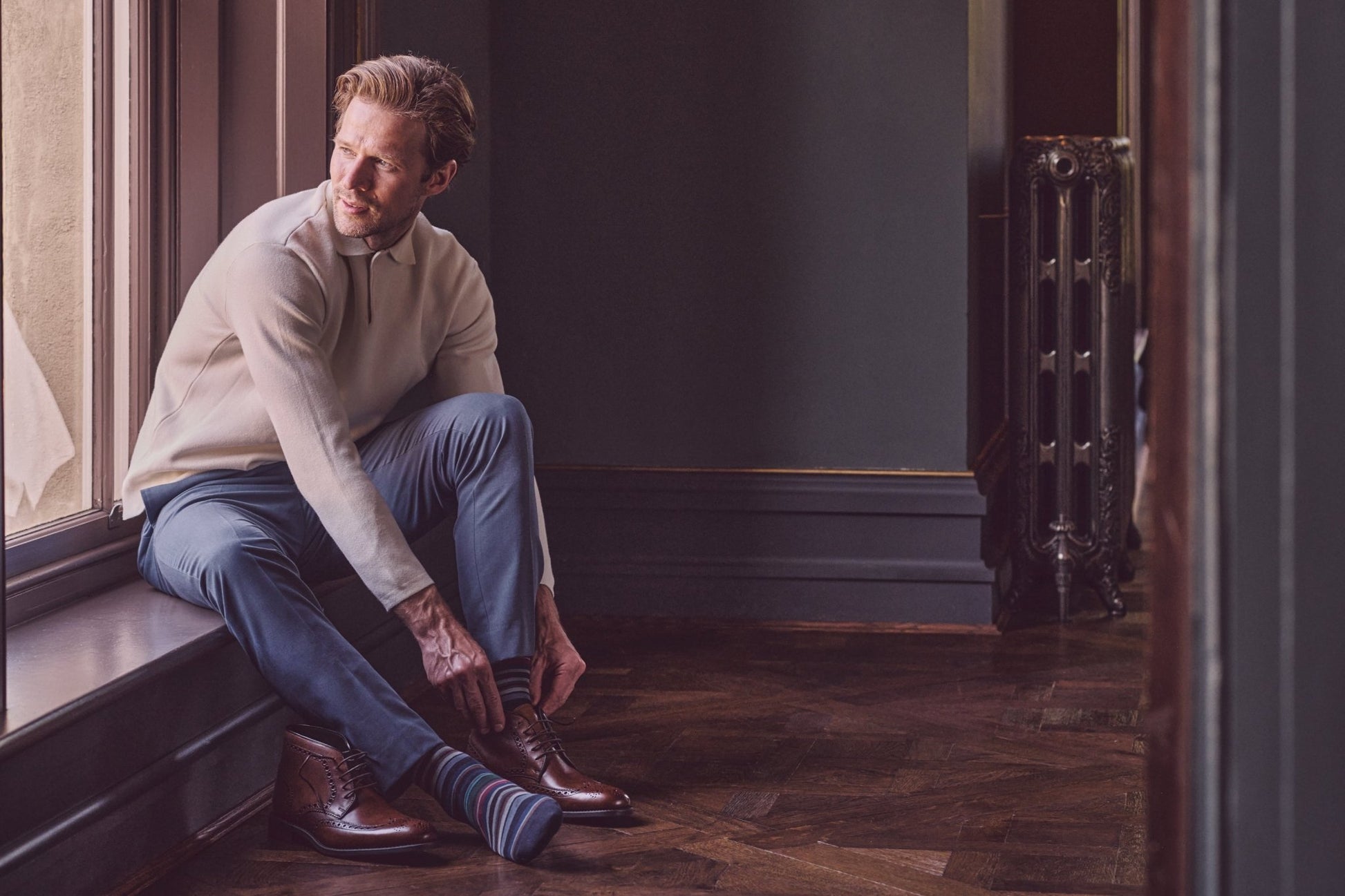 Pantherella Wool Striped Sock - Mens Den