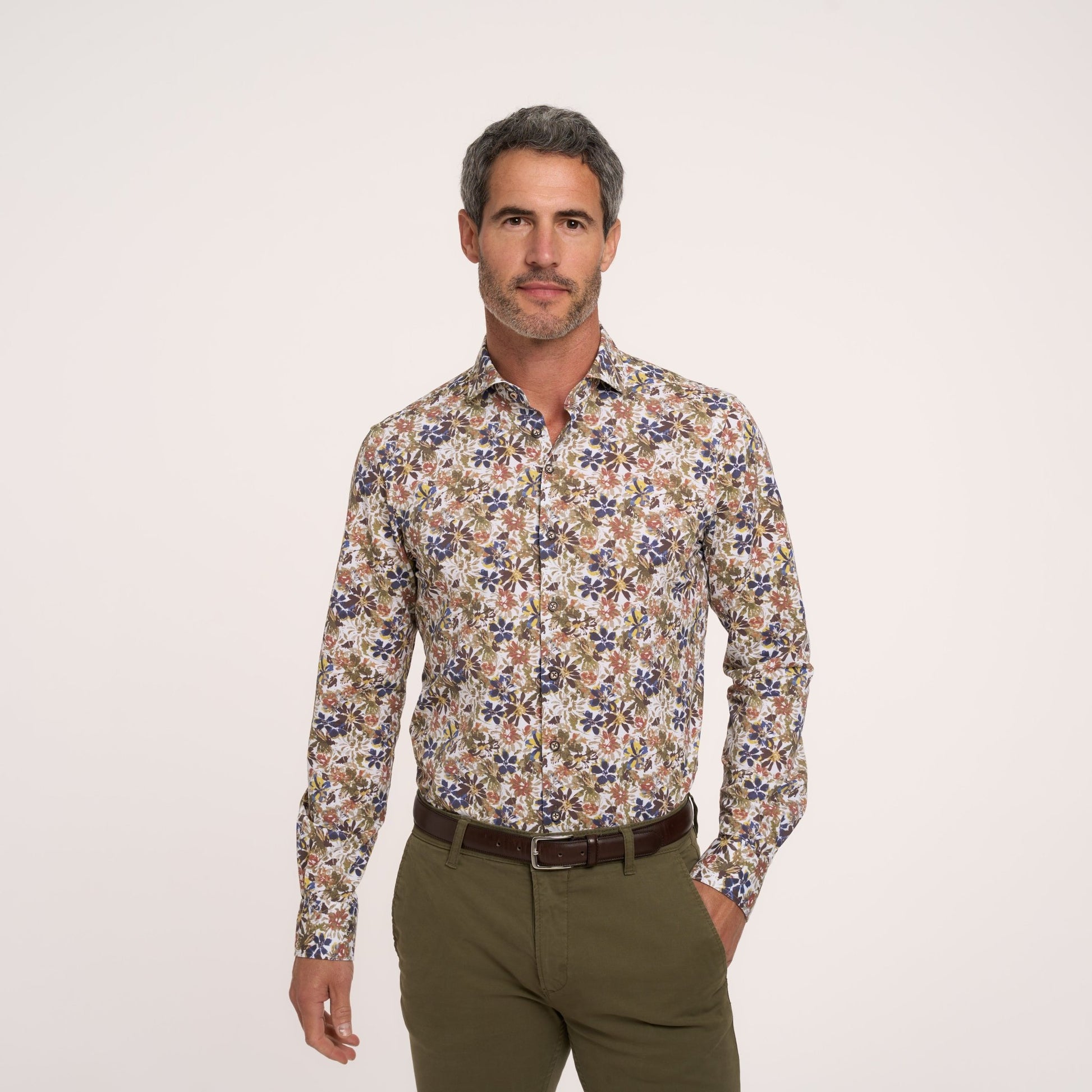 R2 Amsterdam L/S Floral Print Shirt - Mens Den