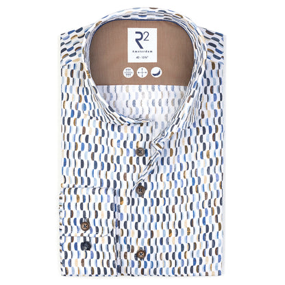 Patterned shirt with R2 label on a white background