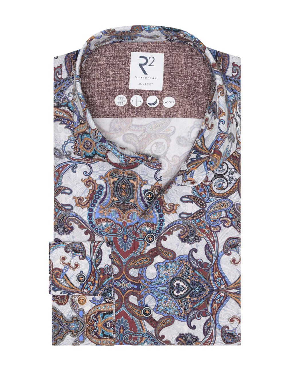 R2 Amsterdam Paisley Lyocell Print Shirt - Mens Den