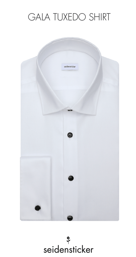 Seidensticker L/S Fine Twill Cotton Regular Fit Tuxedo Shirt with Stud Buttons - Mens Den