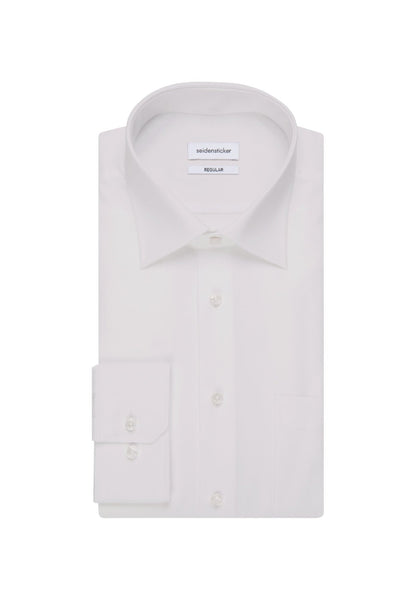 White dress shirt on a white background with 'sakher' label.