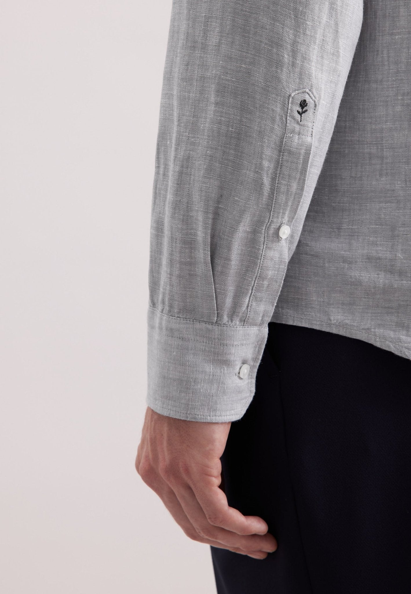Seidensticker L/S Pure Linen Regular Fit Shirt Ice Grey - Mens Den