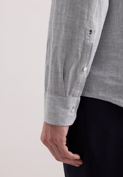 Seidensticker L/S Pure Linen Regular Fit Shirt Ice Grey - Mens Den