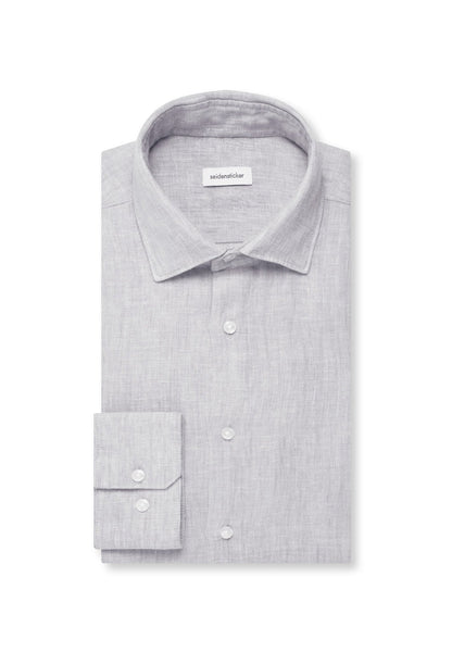 Seidensticker L/S Pure Linen Regular Fit Shirt Ice Grey - Mens Den
