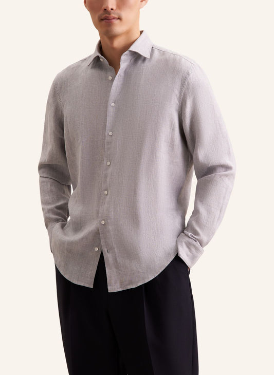 Seidensticker L/S Pure Linen Regular Fit Shirt Ice Grey - Mens Den