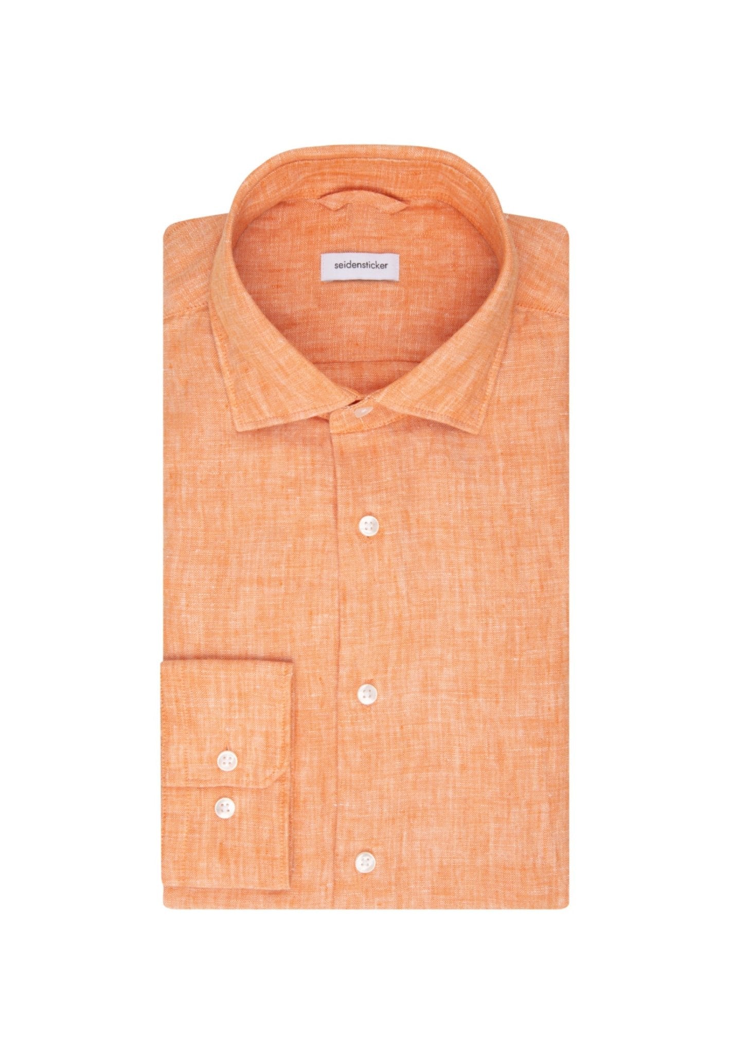 Seidensticker L/S Pure Linen Regular Fit Shirt Orange - Mens Den