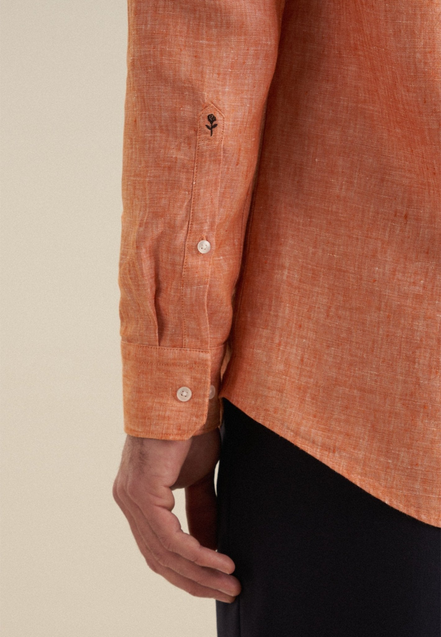 Seidensticker L/S Pure Linen Regular Fit Shirt Orange - Mens Den