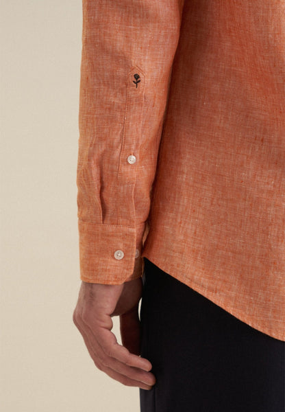 Seidensticker L/S Pure Linen Regular Fit Shirt Orange - Mens Den