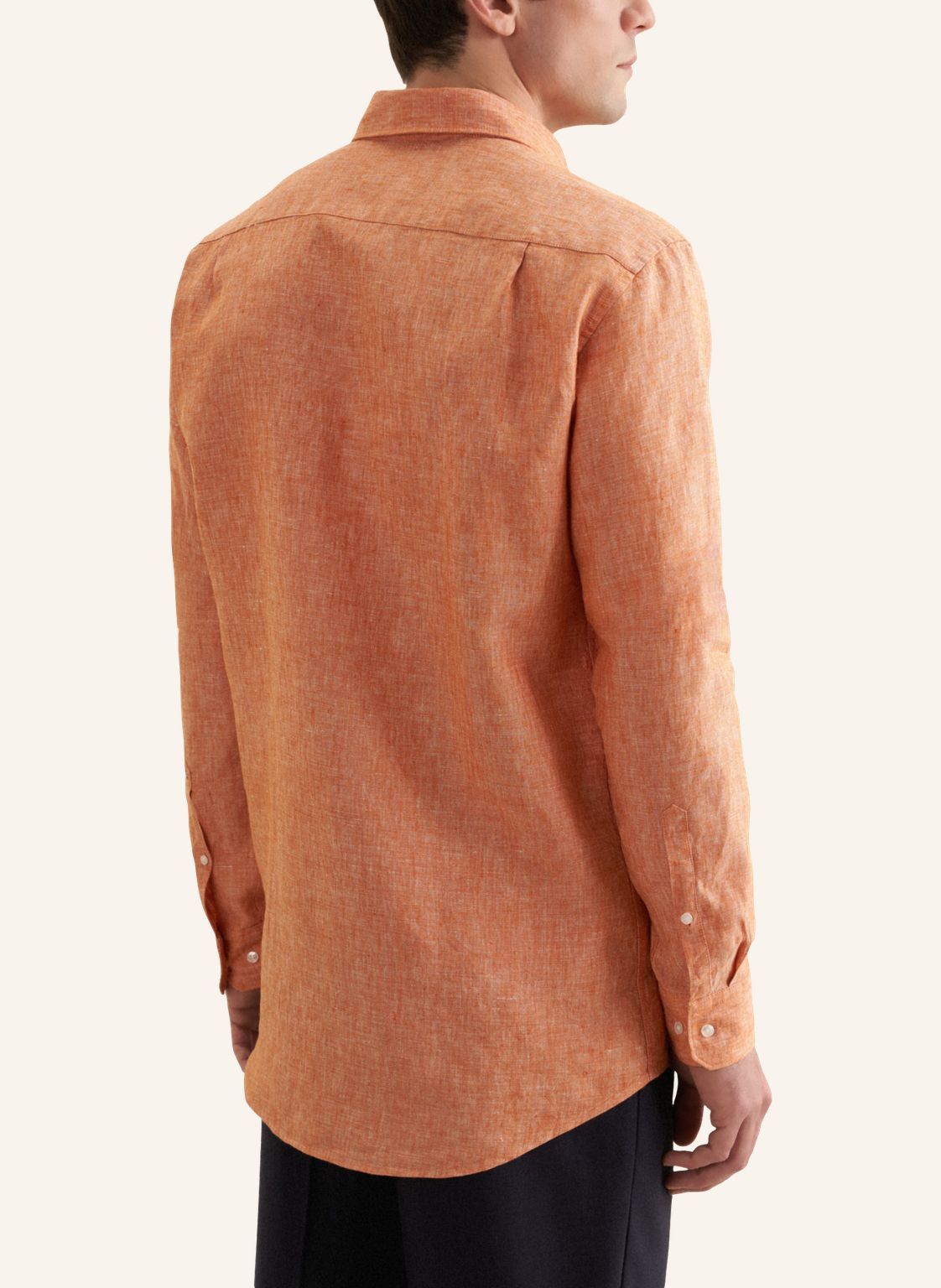 Seidensticker L/S Pure Linen Regular Fit Shirt Orange - Mens Den