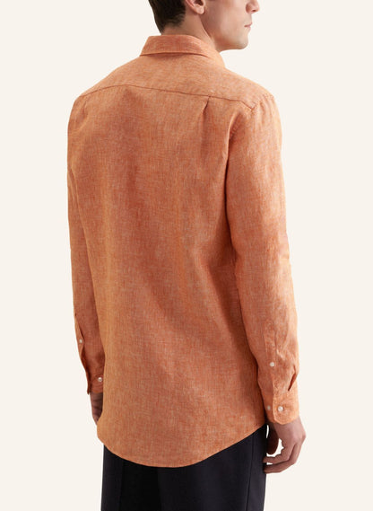 Seidensticker L/S Pure Linen Regular Fit Shirt Orange - Mens Den