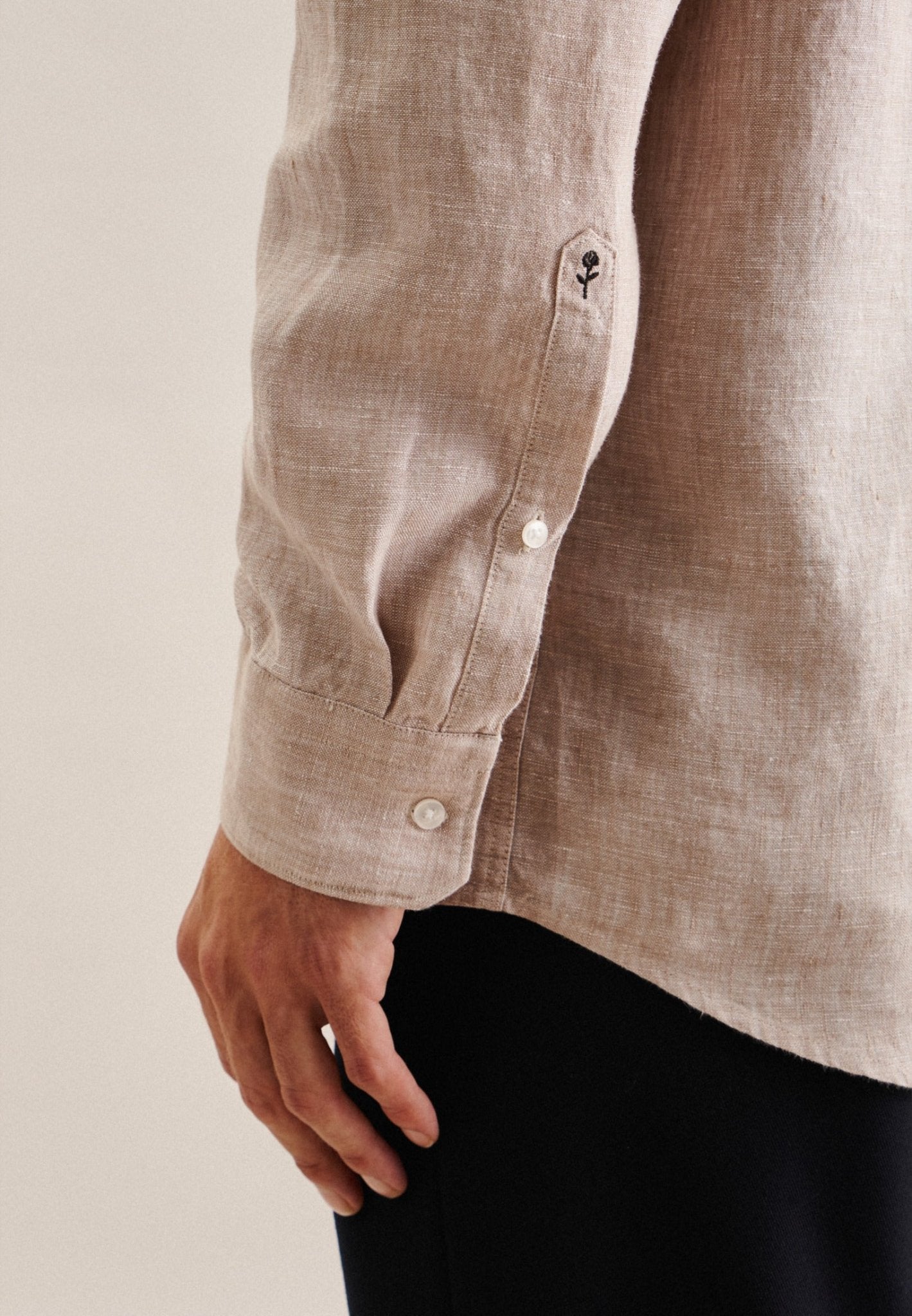 Seidensticker L/S Pure Linen Regular Fit Shirt Sand - Mens Den
