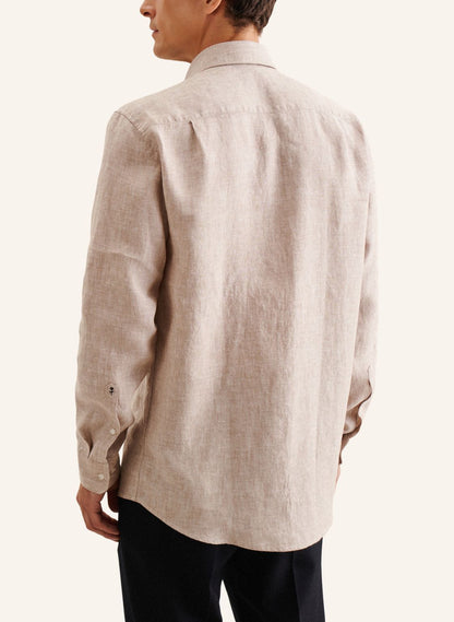 Seidensticker L/S Pure Linen Regular Fit Shirt Sand - Mens Den