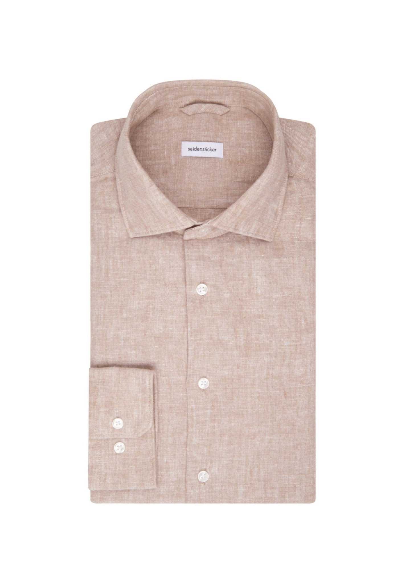 Seidensticker L/S Pure Linen Regular Fit Shirt Sand - Mens Den