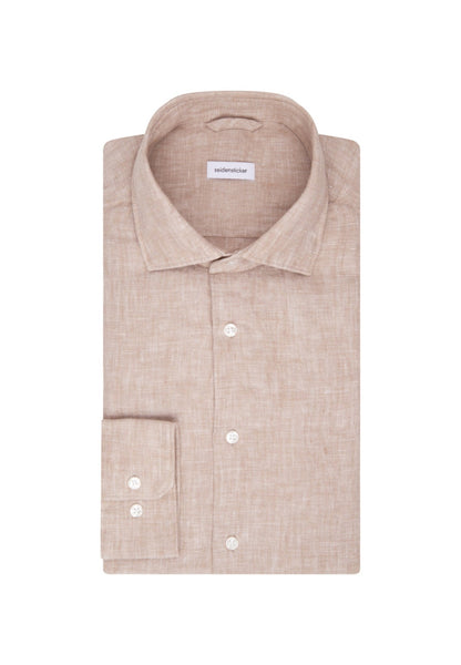 Seidensticker L/S Pure Linen Regular Fit Shirt Sand - Mens Den