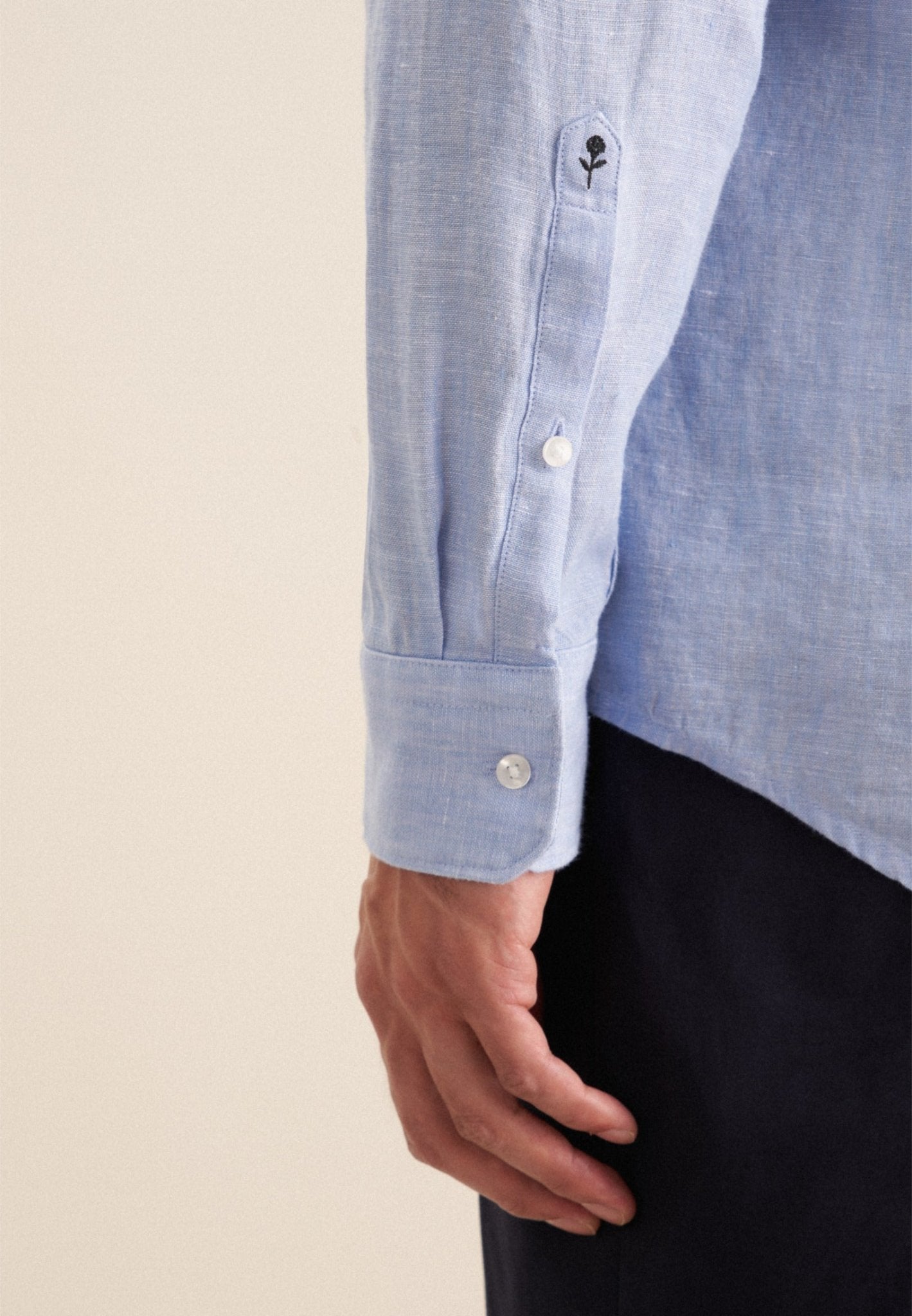 Seidensticker L/S Pure Linen Regular Fit Shirt Sky - Mens Den