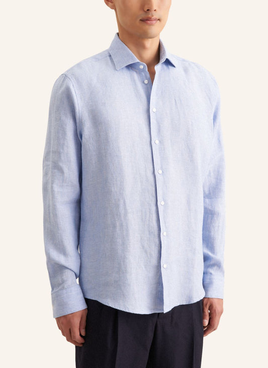 Seidensticker L/S Pure Linen Regular Fit Shirt Sky - Mens Den