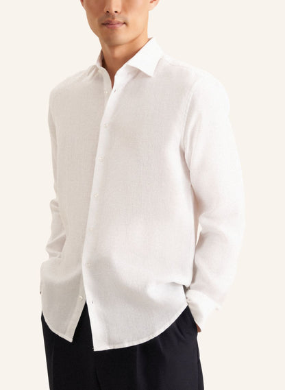 Seidensticker L/S Pure Linen Regular Fit Shirt White - Mens Den