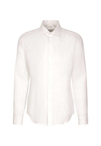Seidensticker L/S Pure Linen Regular Fit Shirt White - Mens Den