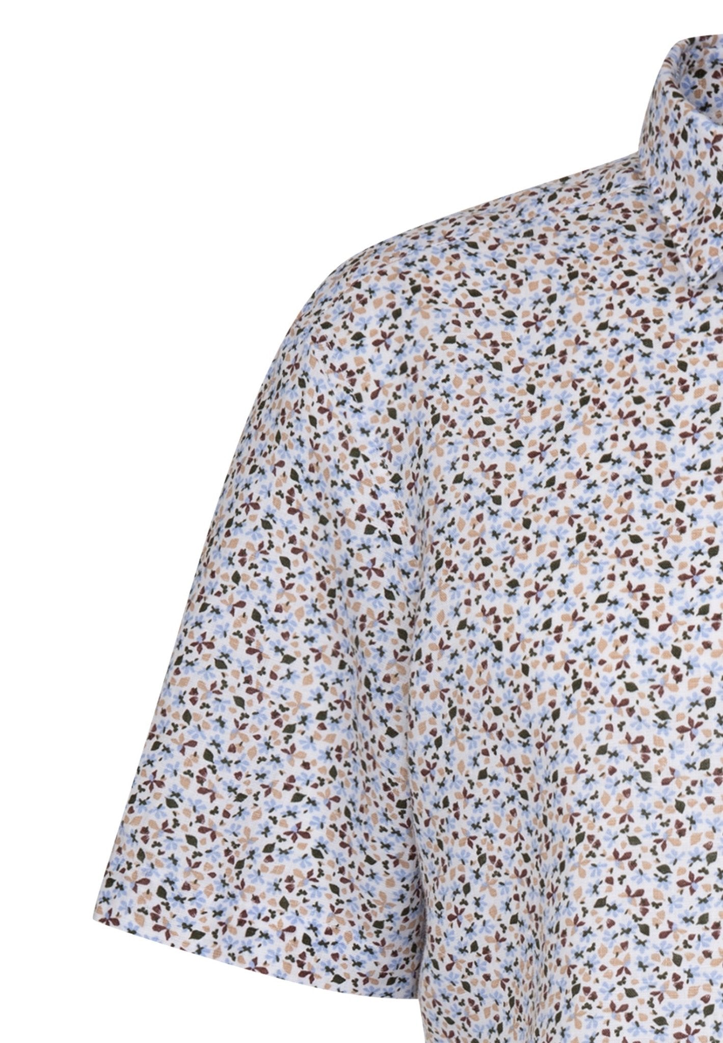 Seidensticker S/S Pure Linen Floral Print Regular Fit Shirt White - Mens Den