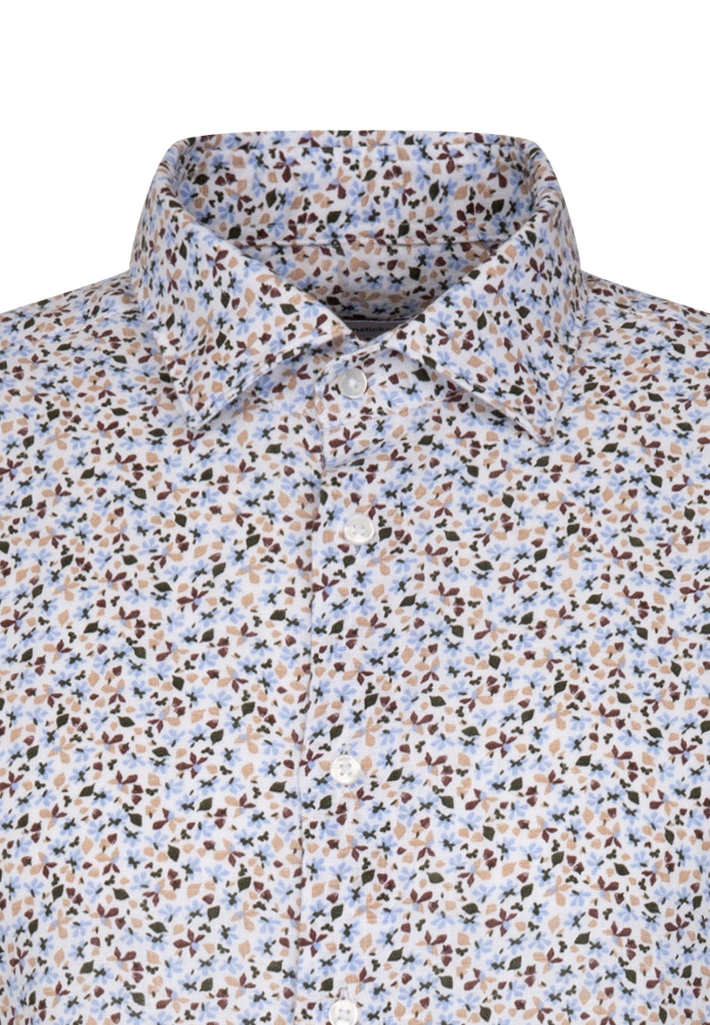 Seidensticker S/S Pure Linen Floral Print Regular Fit Shirt White - Mens Den