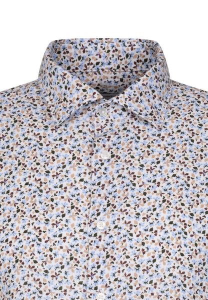 Seidensticker S/S Pure Linen Floral Print Regular Fit Shirt White - Mens Den