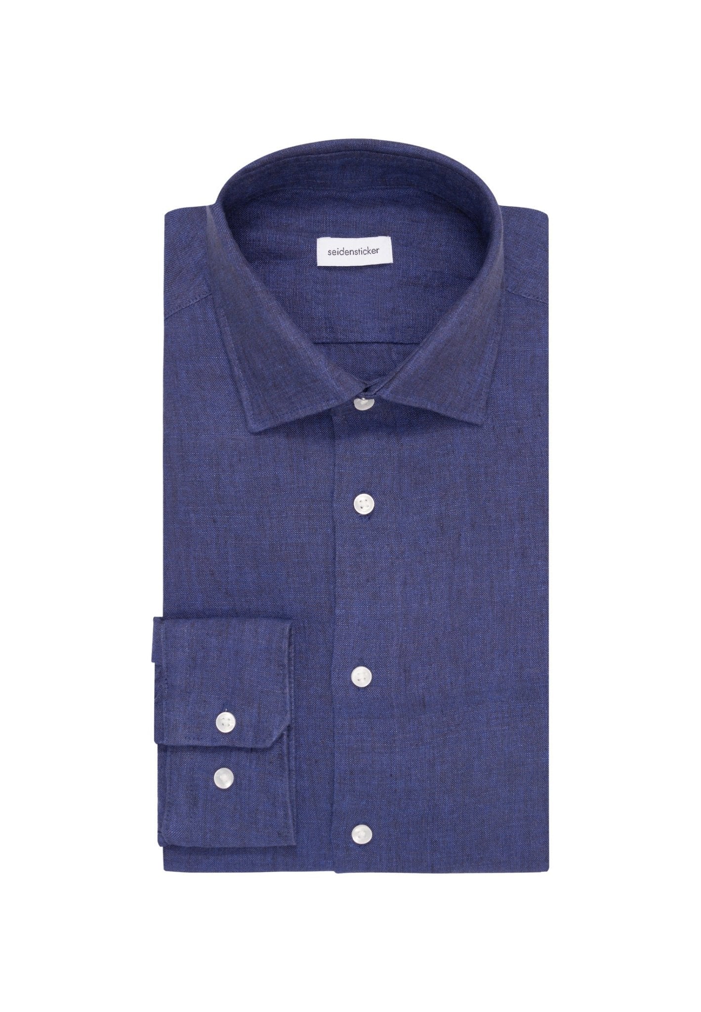 Seidensticker S/S Pure Linen Regular Fit Shirt Blue - Mens Den