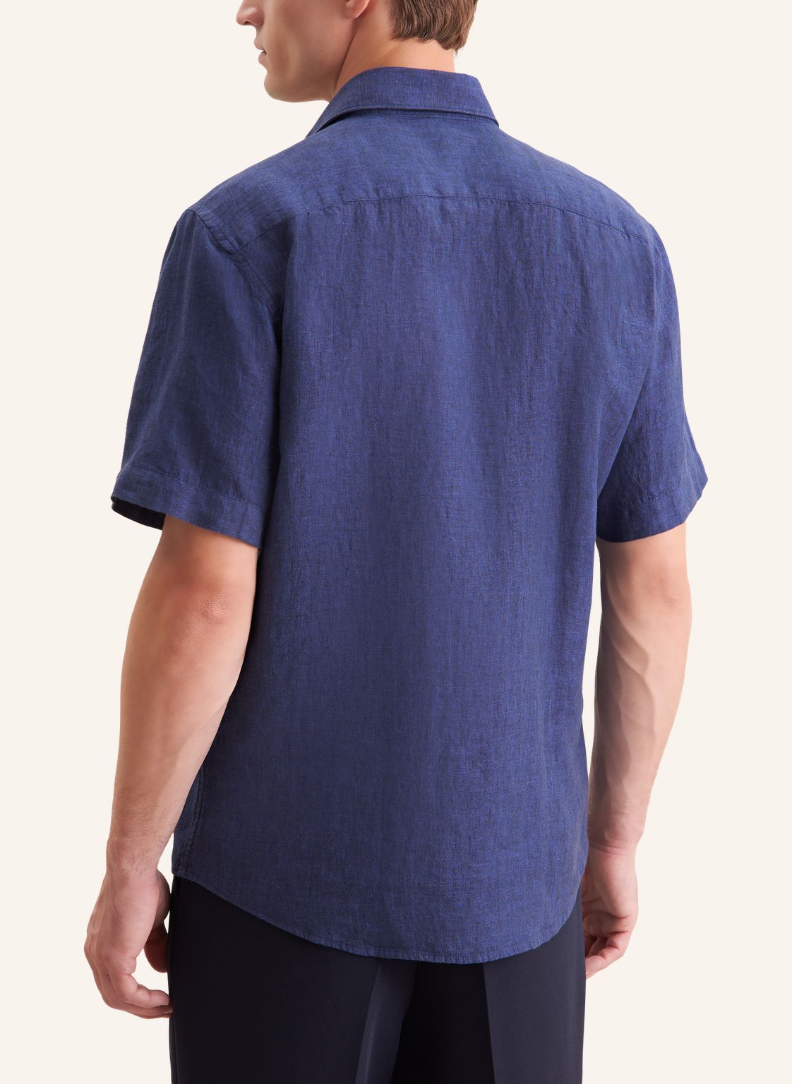 Seidensticker S/S Pure Linen Regular Fit Shirt Blue - Mens Den